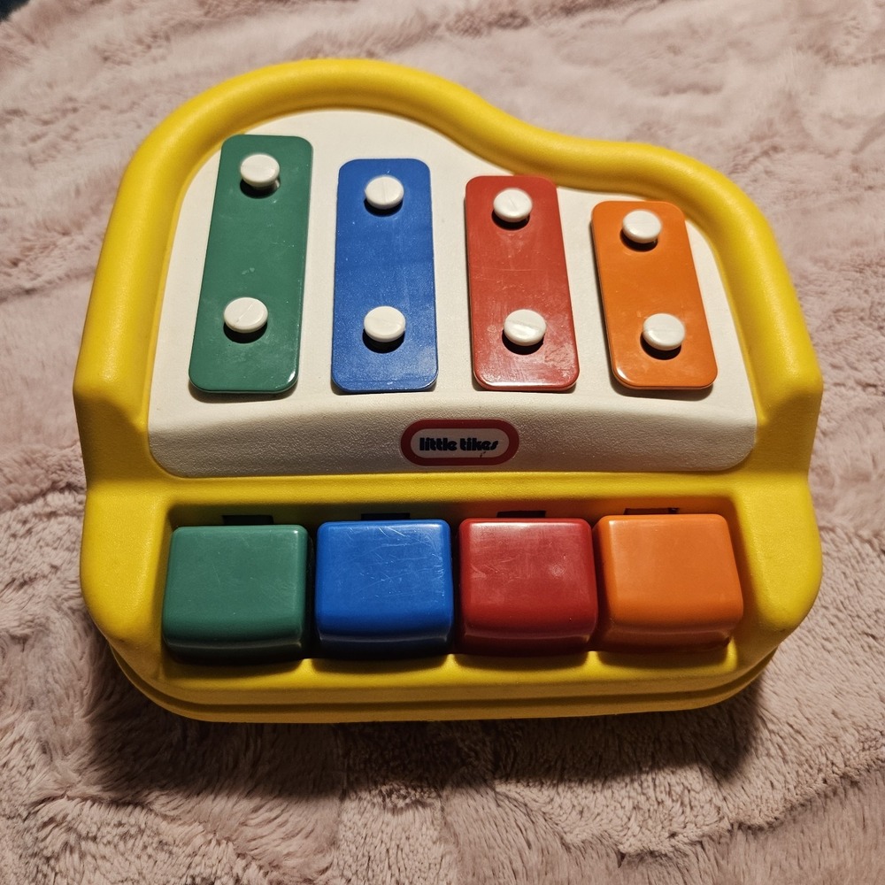 VTG Little Tikes Tykes Tap A Tune 4 Key Mini Xylophone Piano Yellow 1546-00